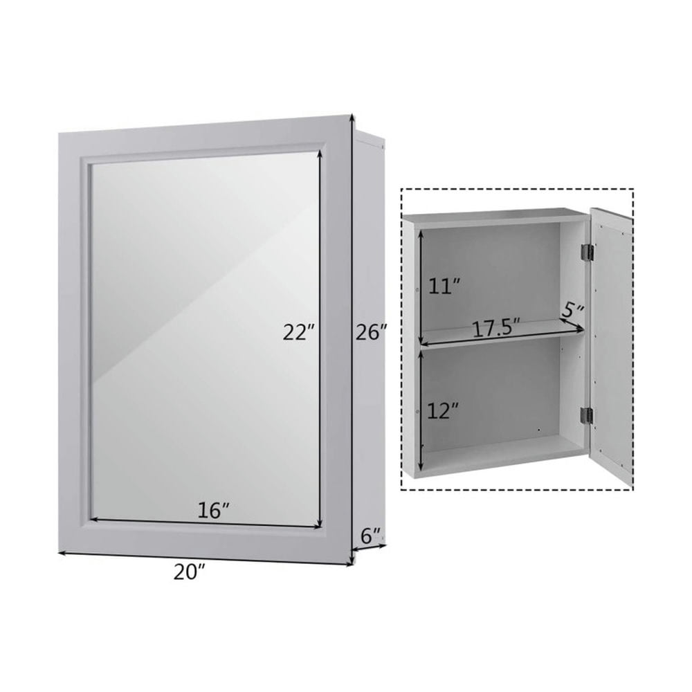 Finihen Bathroom Wall Cabinet, Wall Mounted Bathroom Mirror Cabinet, Wall-Mounted Mirrored Medicine Cabinet, for Bathroom, Gray Finihen Bathroom Wall Cabinet, Wall Mounted Bathroom Mirror Cabinet, Wall-Mounted Mirrored Medicine Cabinet, for Bathroom, Gray