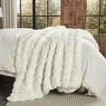 thumbnail image 6 of King Size Faux Fur Blanket Cream White - Big Bubble Rabbit Fluff Throw for Bed Large Fluffy Fuzzy Cozy Thick Furry Plush Shaggy Blankets 108x90 Inches, 6 of 10