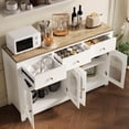 thumbnail image 3 of Hetoy Farmhouse Large Buffet Sideboard Cabinet with 4 Doors 3 Drawers Adjustable Shelves 55 Inch White, 3 of 6