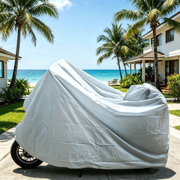 Large All-Weather Motorcycle Bike Cover, Waterproof Sun UV Resistant Protection for Outdoor Indoor Parking, Universal Fit with Elastic Hem for Scooters and Bicycles, Vehicle Storage Solution Gift