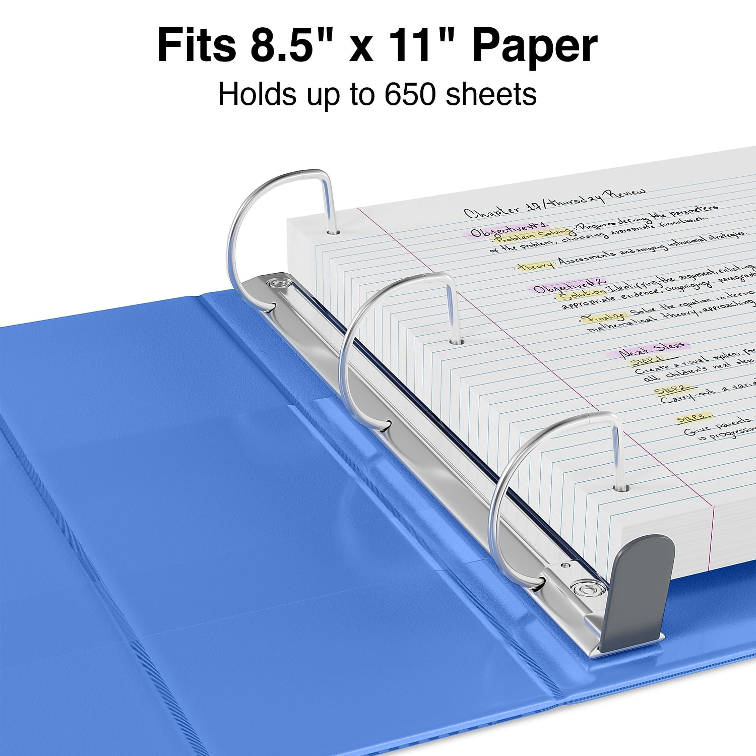 Staples Heavy Duty 3" 3-Ring View Binder with D-Rings and Four Interior Pockets Periwinkle  2/Pack