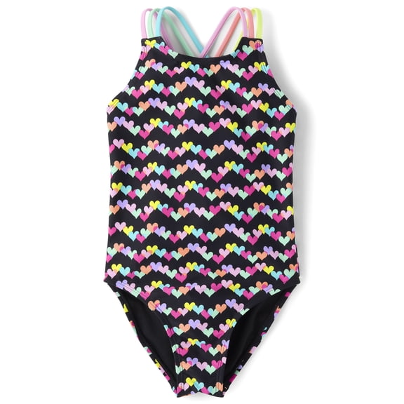 The Children's Place Girls Sleeveless Printed Cross Back One Piece Swimsuit, Sizes XS-XXL