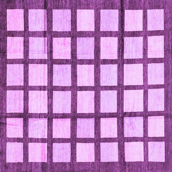 Ahgly Company Indoor Square Checkered Purple Modern Area Rugs, 3' Square