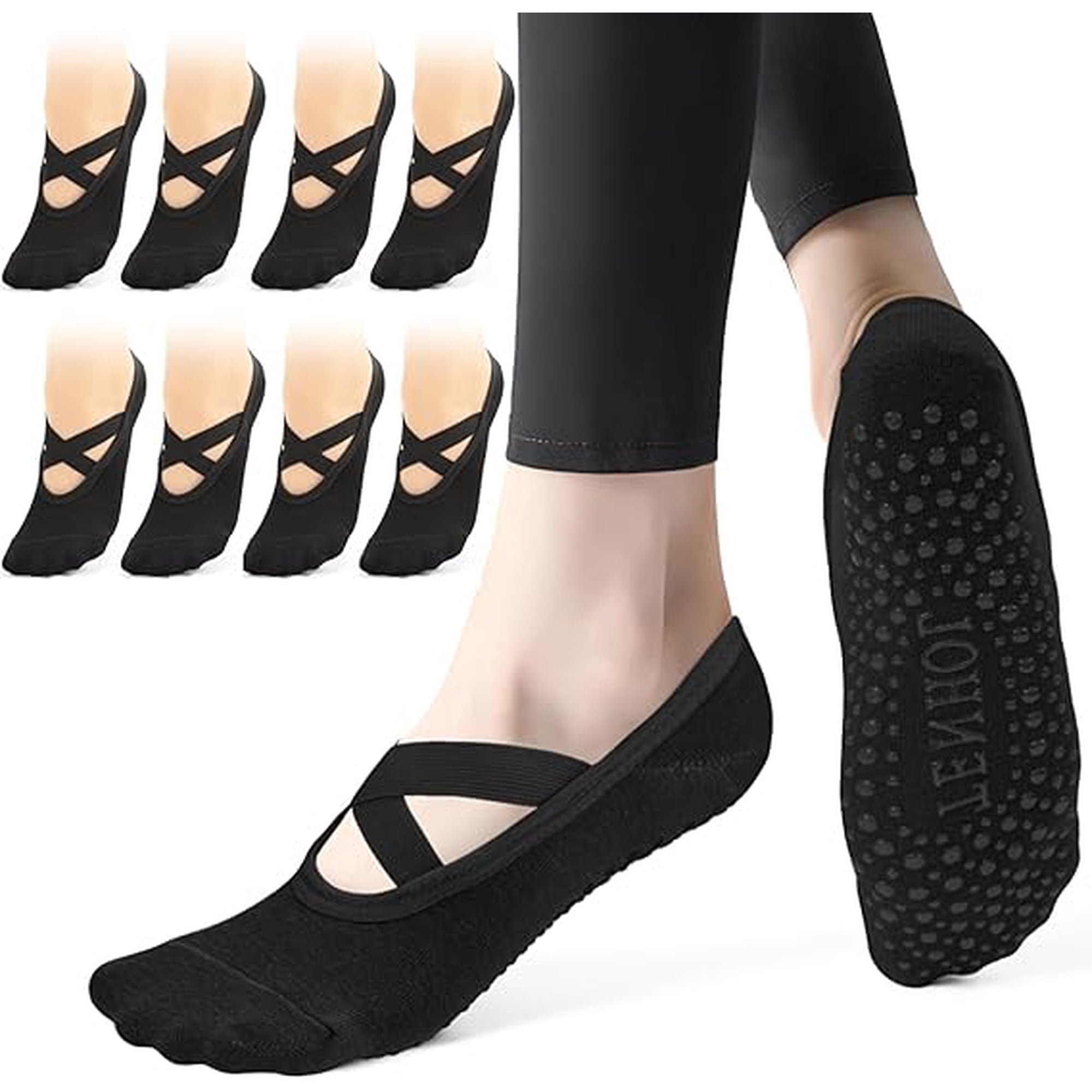 4 Pairs Grip Pilates Socks,Yoga Socks for Women Non Slip,Reformer Pilates Sock for Pilates, Ballet, Barre, Yoga,Dance