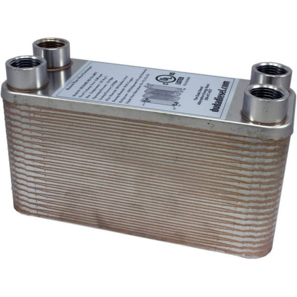Duda Energy HX1240:F12 B3-12A 40 Plate Stainless Steel Heat Exchanger with 1/2" Female NPT Ports Copper Brazed, 3.8" Height, 2.9" Width, 7.5" Length