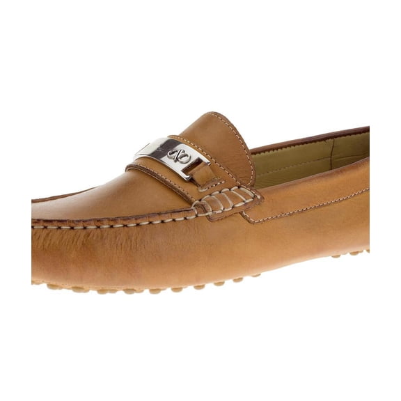 Mens Moccasin Oily Light Orange Leather Comfort Driving