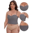 thumbnail image 3 of DARING DIVA Women's Plus Spaghetti Straps Wireless Padded Camisole XL Gray, 3 of 6