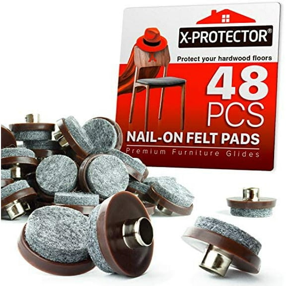 Nail On Felt Pads (48pcs, 1") – Heavy Duty Furniture/Floor Protectors for Chair/Furniture Feet, Ideal for Hardwood Floors. (Tools & Hardware Other)