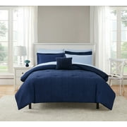 Mainstays 7 Piece Navy Bed in a Bag Comforter Set with Sheets, Twin-XL