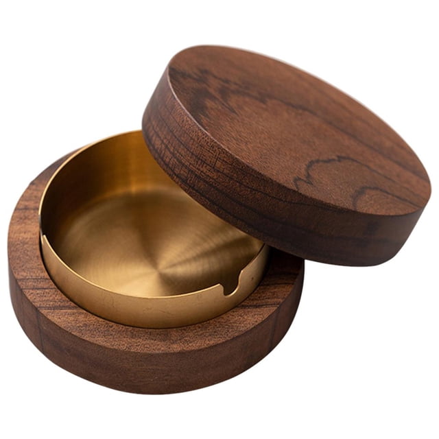 Ceniceros para cigarrillos, cenicero sin humo, decoración para el hogar, cenicero fácil de limpiar con tapa oro