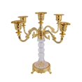 thumbnail image 4 of Candelabro de 5 brazos con forma cónica, elegante adorno de metal y vidrio. Oro, 4 of 9