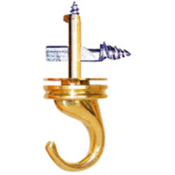 Hillman Fasteners 122416 Brass Swivel Ceiling Driller Hook Pack of 5