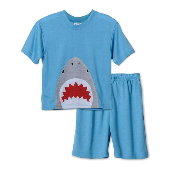 Sara's Prints Boy's Pajama Shark Short Sleeve Top and Short Sleepwear
