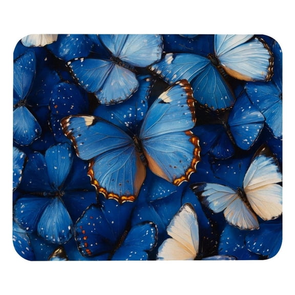 PhooArto Comfortable Mouse Pad Blue Butterflies Pattern Desktop Mousepad , 21 x 25 cm Mouse Mat, Non-Slip Rubber Base, Improves Speed and Precision