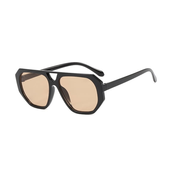HEVRJEWJD Double Beam Sunglasses Women Fashion Driving Travel Outdoor Irregular Polygon Sun Glasses Men Black 14.2cm