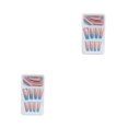 thumbnail image 2 of Vogacara 1 Juego de envolturas de uñas artificiales extralargas con degradado de punta francesa para salón DIY para niñas tipo 20 tipo 20 Pegamento 2g, gelatina 24 piezas 2piezas Vogacara  CBP262339, 2 of 5