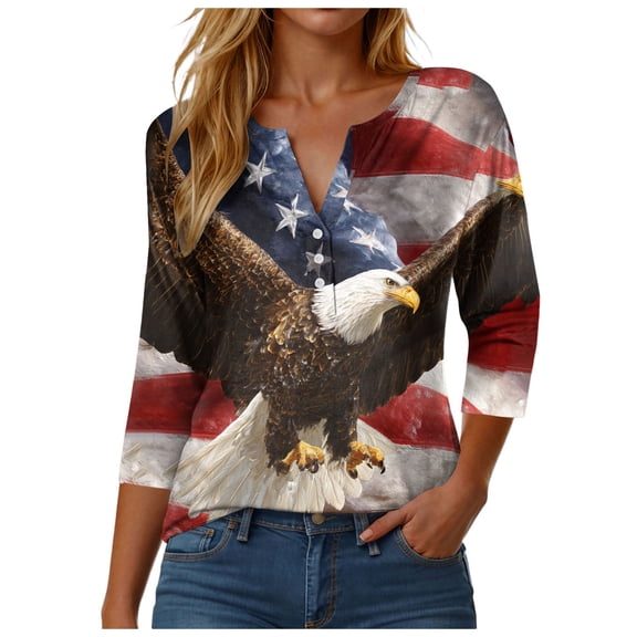 vigerkar 250 Anniversary USA Shirt Women 3/4 Sleeve V-Neck 250 Years T-Shirt 250th American Patriotic Tops 1776-2026 Tshirts (Red, XXL)