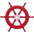 thumbnail image 1 of Handcrafted Model Ships Deluxe Class Dark Red Wood and Chrome Decorative Ship Steering Wheel 18" - Nautical Decorating, 1 of 4