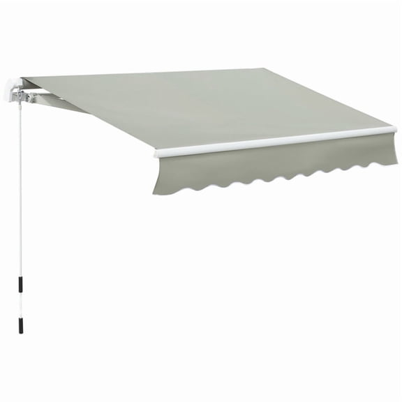 Outsunny 8' x 7' Patio Retractable Awning, Manual Exterior Sun Shade Deck Window Cover, Grey On-Site