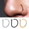 thumbnail image 2 of Piercing de nariz falso en forma de D, pendiente de tuerca de hélice de Tragus curvo, tabique de aro, anillo de acero inoxidable, joyería corporal de fosa nasal, 18G, 2 of 4