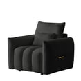 thumbnail image 2 of FFZ Teddy Fabric Sofa with Pillow and Modern Lounge Design, Black, 2 of 14