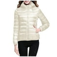 thumbnail image 4 of Yindaity Womens Puffer Jacket 2024 Winter Warm Packable Lightweight Down Jacket Slim Fit Hooded Jacket Coat for Travel (White,S), 4 of 6