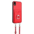 thumbnail image 6 of for iPhone XR PU Leather Case, Wallet Case with Ring Stand Kickstand Shockproof Protective for Women Girls Card Holder Slot Stand Shoulder Strap Case for iPhone XR, Red, 6 of 8