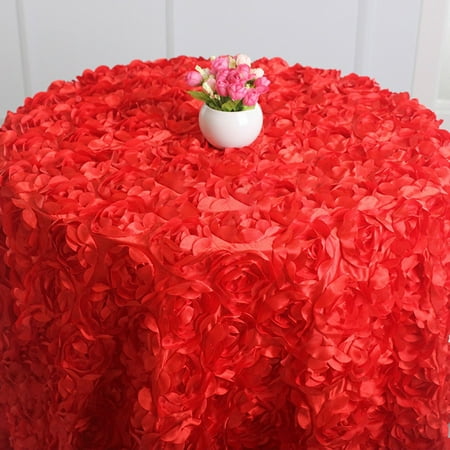 

Ludlz 120cm Round 3D Rose Fabric Tablecloth Table Cover Wedding Banquet Party Decor