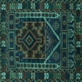 thumbnail image 1 of Ahgly Company Machine Washable Indoor Square Persian Turquoise Blue Traditional Area Rugs, 4' Square, 1 of 4