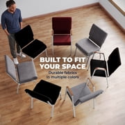 Flash Furniture 21W Church Chair in Gray Fabric with Book Rack - Silver Vein Frame