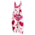 thumbnail image 3 of lcziwo Women's Cotton Linen Jumpsuits 2025 Valentines Day Print Overalls Sleeveless Loose Adjustable Strap Rompers Summer Casual Wide Leg One Piece Pants Multicolor L, 3 of 5