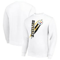 Men's Starter White Pittsburgh Steelers Color Scratch Team Graphic Fleece Pullover Sweatshirt