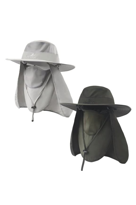 2 Pack Sun Hat for Women and Fishing Hat for Men Neck Flap, Face Cover, UPF 50+ for Outdoor Use