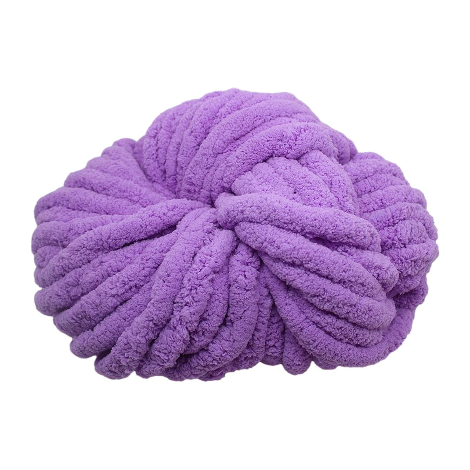 Abbraccia Chunky Chenille Yarn Acrylic Fibers Gauge 7 Jumbo Giant Washable Bulky Yarn Thick Yarn for Sofa Throw Crocheting Hat Blanket Light Violet
