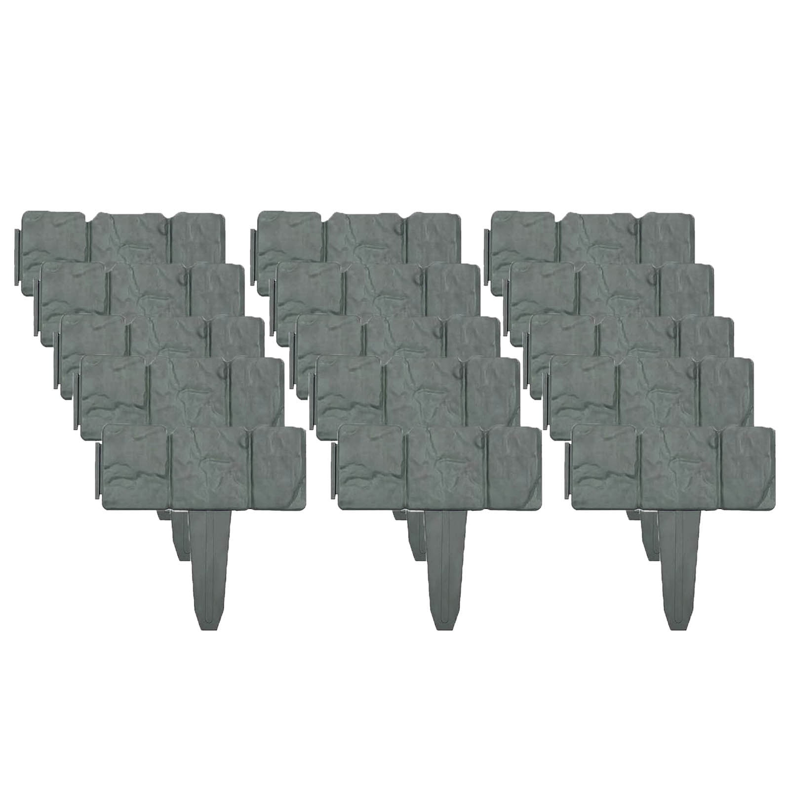 LOWLHOME Imitation Stone Garden Fence,Plastic Retaining Edging Border,Cobbled Effect Landscape Decor,Interlocking Decorative Panels Flower Bed Path Lawn(Gray,20pcs)