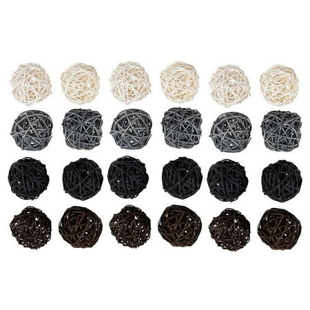 Natural Xmas Decorations Juvale 24-Pack Multiple Color Wicker Rattan Balls - Decorative Orbs Natural Spheres Craft DIY, Wedding Decoration, Christmas Tree, House Ornaments Vase Filler - 4 Colors Assorted, 45 mm ()