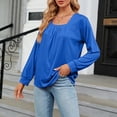 thumbnail image 2 of AherBiu Womens Tops Casual Long Sleeve Square Neck Fall Blouses Loose Comfy Solid Color Shirts, 2 of 4