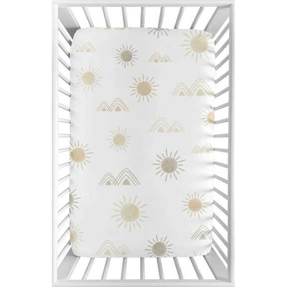 Desert Sun Taupe Mini Fitted Crib Sheet by Sweet Jojo Designs