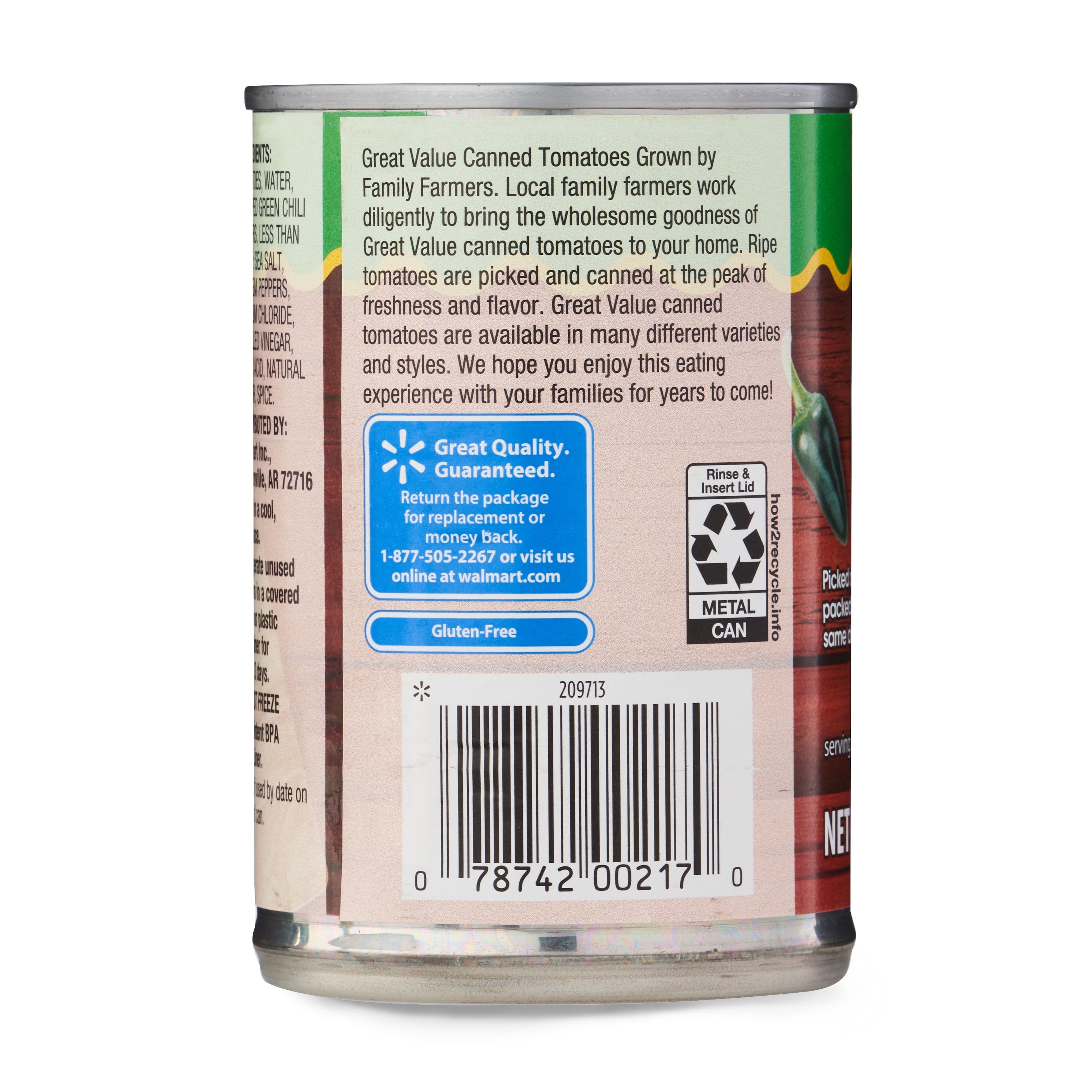 (12 pack) Great Value Mild Diced Tomatoes with Green Chilies, 10 oz
