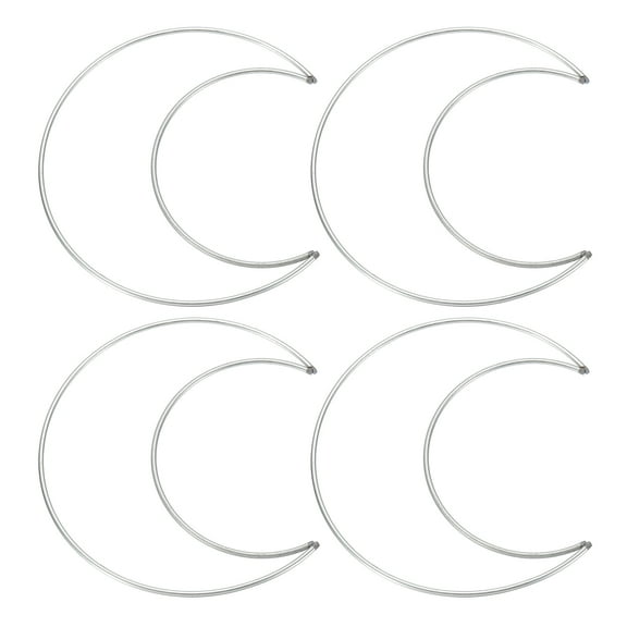 Uxcell 6 Inch Moon Dream Catcher Rings, 4 Pcs Metal Christmas Macrame Wreath Floral Ring Hoop, Silver
