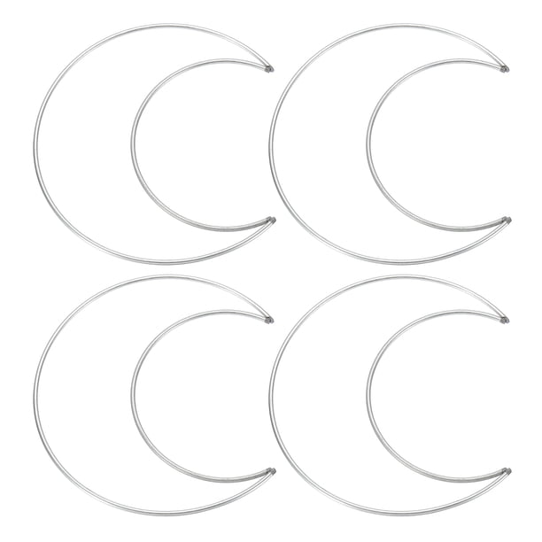 Anillos atrapa sueños de luna de 6 pulgadas Uxcell, 4 piezas de aro floral de macramé navideño de metal, plateado