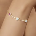 thumbnail image 4 of Gem Stone King 18K Yellow Gold Plated Silver Bracelet for Women Pink Moissanite Aquamarine (1.72 Cttw), 4 of 4
