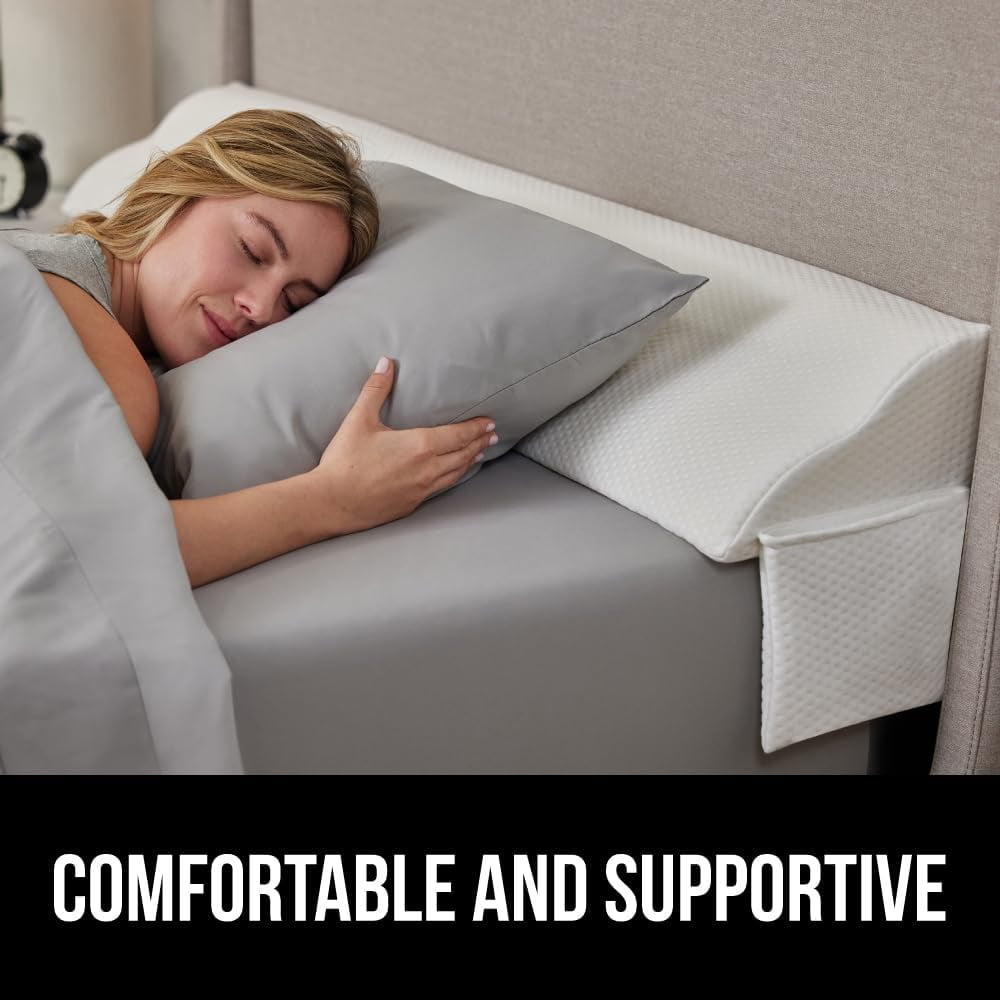 High Density Foam Bed Wedge Pillow for Headboard Gap, Mattress Gap Filler with Gripping Dots for Support, King Size White