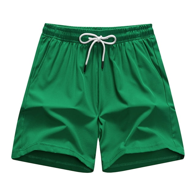 pstuiky Hombres bajos, Pantalones cortos de poliéster de color liso para hombre, pantalones deportivos casuales para playa y exteriores Pantalones cortos de entrenamiento