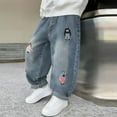thumbnail image 7 of Bovxnpu Boys Jeans Denim Pants Denim Graphic Kids Wide Leg Straight Casual Comfortable Trendy Pants, 7 of 7