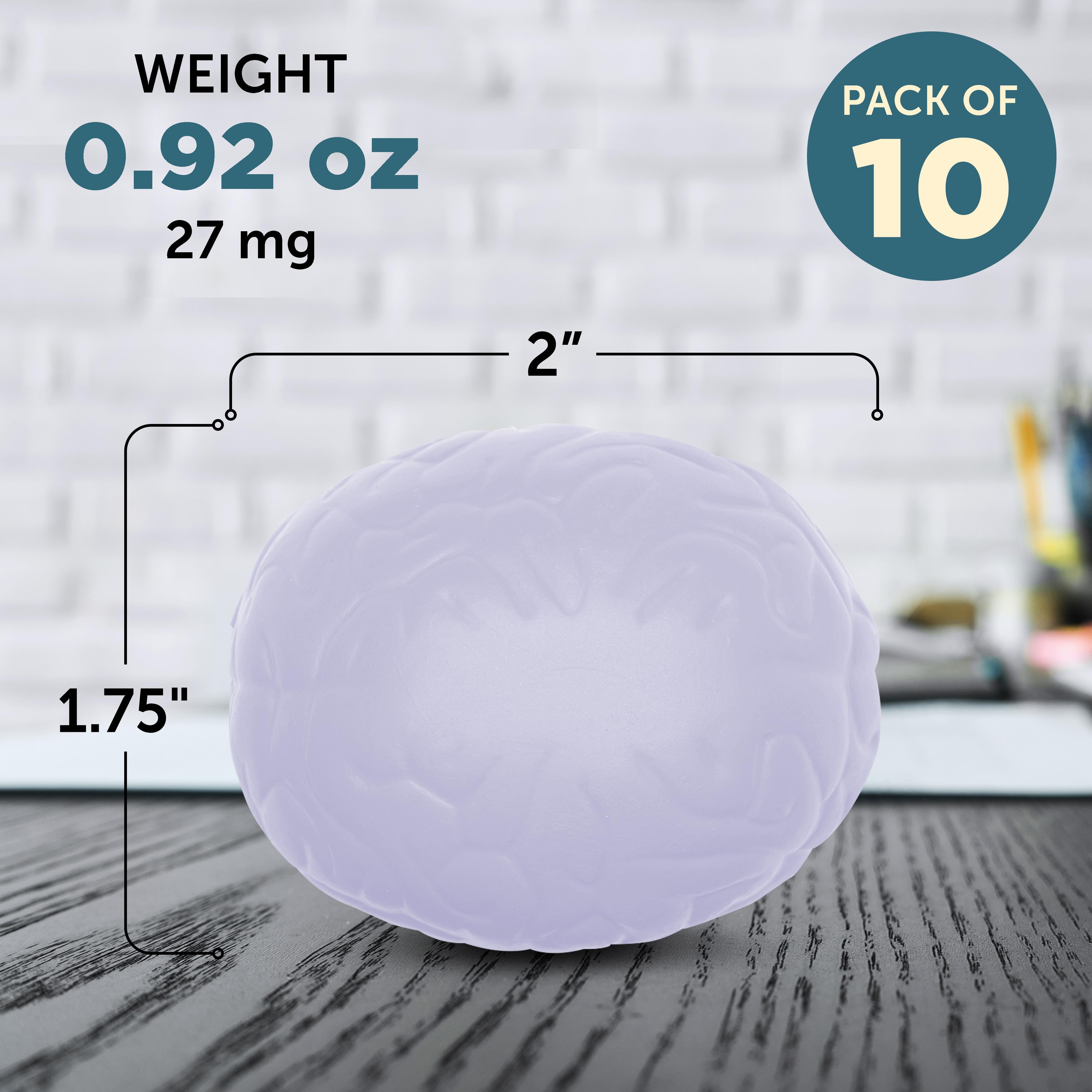 Brain Stress Balls Set of 10, Bulk Pack - Anxiety Stress Relief, Perfect for Your Desk, Office or Home - Off White
