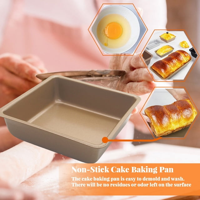 Loaf Pan Non-stick Carbon Steel Toast Pan Kitchen Baking Mold Tray Toast Pan Kitchen Bakery Seamless Baking Mold, 4 Inch, Gold, Square