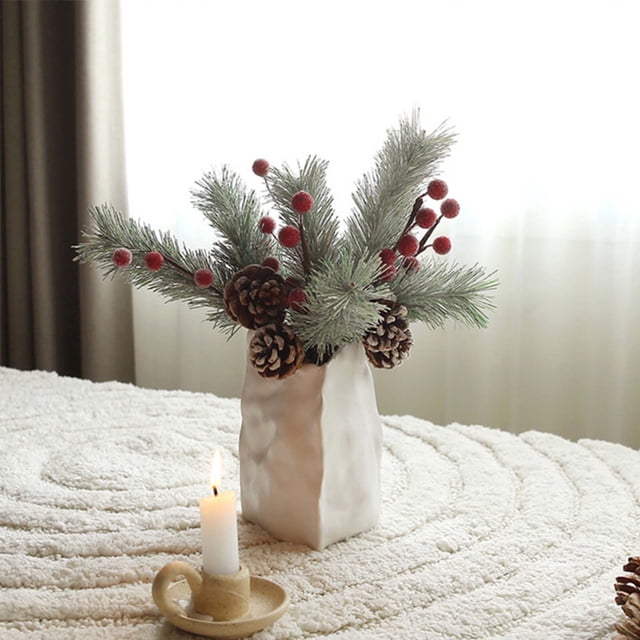 Hogar y cocina, Decoración del hogar, Decoración navideña, Simulación de esquejes de bayas de frutos rojos, Decoración del árbol de Navidad, Corona navideña, Esquejes de ratán, Esquejes de plástico