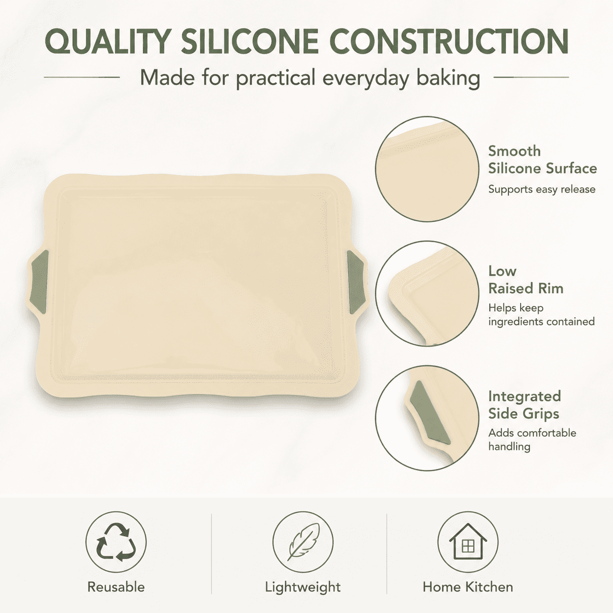 Silicone Baking Mat - Non-Stick Reusable Cookie Sheet for Oven Baking