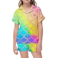 thumbnail image 1 of Girls Sleepwear & Robes - Children’s Fashion Printed Button Down Lapel Short Sleeved Top Shorts Pajama Set for Girls, 1 of 4